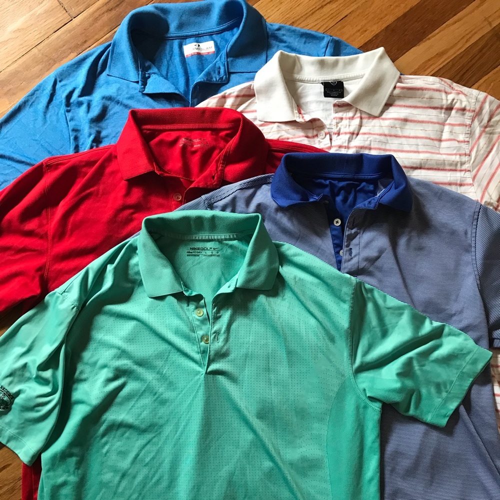Lot of five golf polos